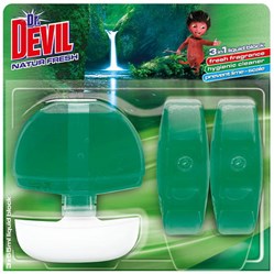 DR. DEVIL WC tekutý blok Natur Fresh 3 x 55 ml + koš