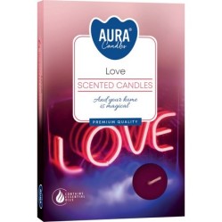 SVÍČKA čajová vonná 6 ks v krabičce Love