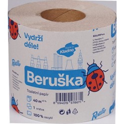 Toaletní papír ROLLPAP Beruška 1vrstvý 100 % recyklovaný 40 m   (2450.02.02)
