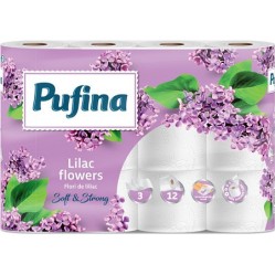 Toaletní papír PUFINA Lilac Flowers 3vrstvý 100 % celulóza 12 ks. (1317012)