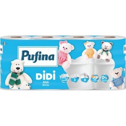 Toaletní papír PUFINA Didi White 3vrstvý 100 % celulóza  8 ks. (1303008)