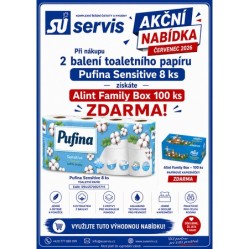 Toaletní papír PUFINA Sensitive Aqua.3vrstvý 2 x 8 ks + Kapesníčky kosmetické 100 ks 2vrstvé ZDARMA