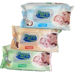 PURE vlhčené ubrousky s clipem 64 ks Oliva