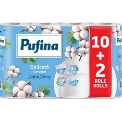 TOAL.PAPÍR PUFINA  Sensitive Aquabond  3 vrst. 100% celulóza 10+2 ks návin 18,9m 1306012