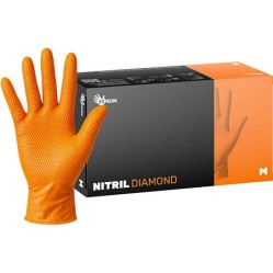 RUKAVICE NITRIL DIAMOND 3 nepudrované vel. M  oranžové 100 ks (100165)