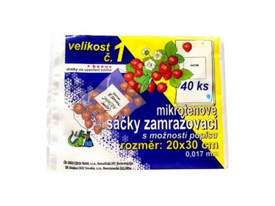 SÁČKY zamrazovací č. 1, 20 x 30 cm, bílé + drátky, 17 mik  40 ks