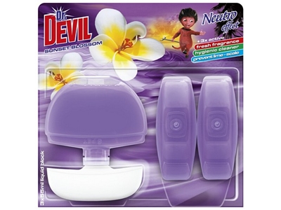 DR. DEVIL tekutý WC blok Sunset Blossom 3 x 55 ml + koš doprodej