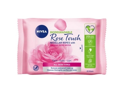 NIVEA čisticí pleťové ubrousky micelární Rose Touch 25 ks