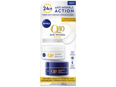 NIVEA Q10 DUO krém proti vráskám zpevňující denní + noční 2 x 50 ml