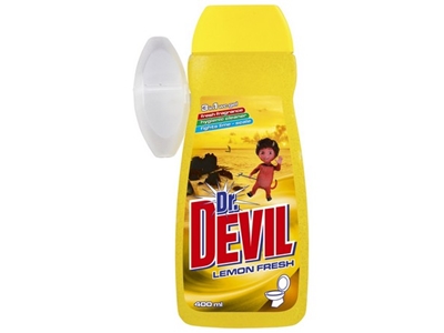 DR. DEVIL WC gel Lemon Fresh 400 ml + košík