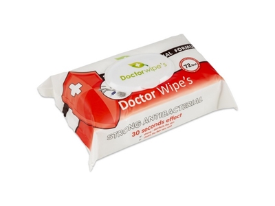 DOCTOR Wipes antibakteriální vlhčené ubrousky 72 ks s clipem