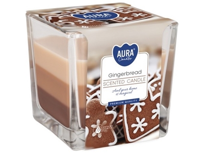 SVÍČKA vonná ve skle tři barvy Gingerbread snk80