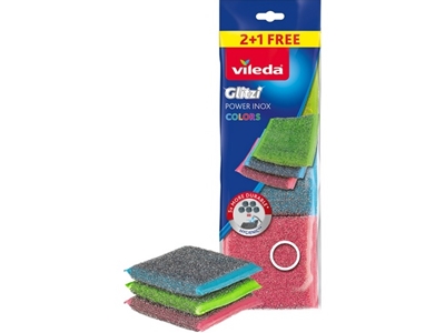 DRÁTĚNKA VILEDA Glitzi Power Inox Colors 3 ks NOVINKA