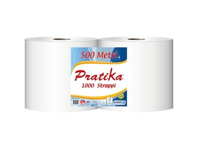 PAÍROVÉ.průmyslové role Pratika 2vrstvé celulóza, 250 m, 1 000 útržků, 2 role/bal. (9202)
