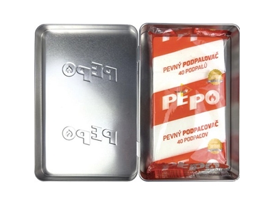PE-PO plechová krabička s pevným podpalovačem