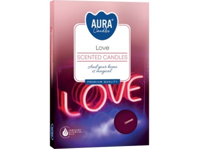 SVÍČKA čajová vonná 6 ks v krabičce Love