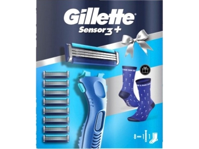 GILLETTE SENSOR3 strojek + 8 náhradních hlavic + ponožky NOVINKA