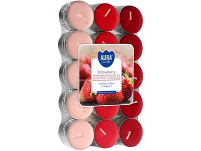 SVÍČKA čajová vonná 30 ks v krabičce Jahoda