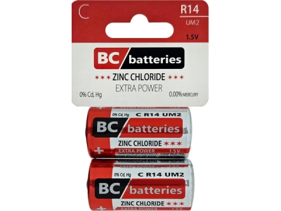 BATERIE BC R14/2P  R14 mono malý 2 ks/ bal