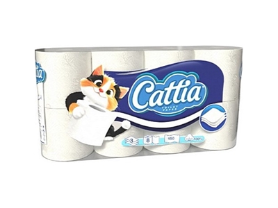TOALETNÍ PAPÍR CATTIA 3vrstvý 100 % celulóza 15 m 8 ks/ bal