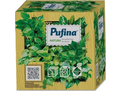 KAPESNÍČKY kosmetické Pufina Natura 3vrstvé 100 % celulóza 60 ks  (3303060)