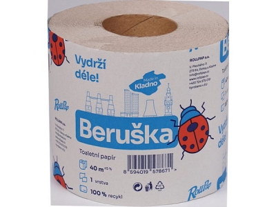 Toaletní papír ROLLPAP Beruška 1vrstvý 100 % recyklovaný 40 m   (2450.02.02)