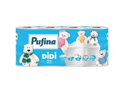 Toaletní papír PUFINA Didi White 3vrstvý 100 % celulóza  8 ks. (1303008)
