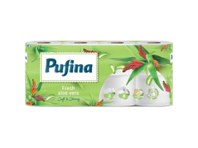 Toaletní papír PUFINA Aloe Vera 3vrstvý 100 % celulóza 8 ks. (1312008)