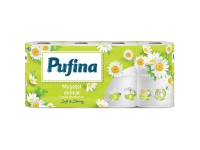Toaletní papír PUFINA Gentle Chamomile 3vrstvý 100 % celulóza 8 ks. (1307008)