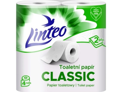 TOALETNÍ papír Linteo Classic bílý, 2vrstvý, 4 ks