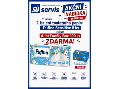 Toaletní papír PUFINA Sensitive Aqua.3vrstvý 2 x 8 ks + Kapesníčky kosmetické 100 ks 2vrstvé ZDARMA