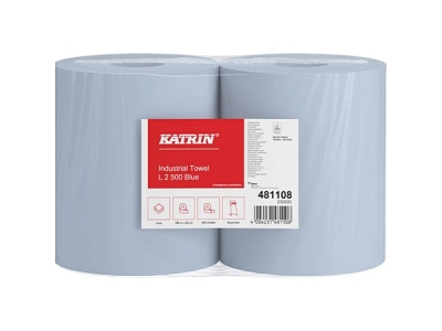 KATRIN Classic L2 průmyslová role, 2vrstvá, modrá, 500 útržků 180 m 1 role Prodej pouze po balení (481108)