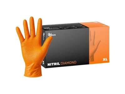RUKAVICE NITRIL DIAMOND 3 nepudrované vel. XL  oranžové  100 ks (100167)